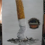 775# R. Perlak, Do not Put Out Cigarettes on the Paintings, 2014, oil on canvas, 40 x 28 in (100