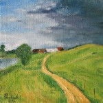 793# R. Perlak, Landscape, 2014, oil on canvas, 7x 8 in ( 18 x 19 cm)