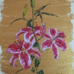 795# R.Perlak, Lilys, 2014, gouache and oil on canvas, 8 x 3 in (22 x 18 cm). jpg