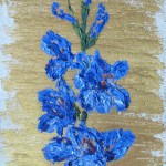 796# R. Perlak, Blue Flower, 2014, gouache and oil on canvas, 21,5 x 14,5 cm