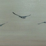 736# R. Perlak, The Birds, 2015, oil on canvas, 9 x 27 in (22 x 68 cm)