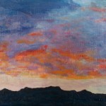 753# R. Perlak, The Sky. 2, 2015, oil on canvas, 4 x 17 in (10 x 43 cm)