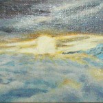 754# R. Perlak, The Sky. 3, 2015, oil on canvas, 6 x 33 in (15 x 85 cm)