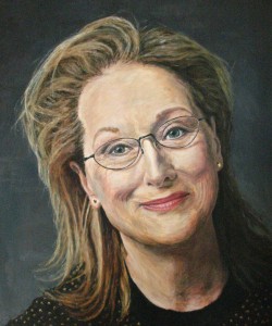696# R. Perlak, The portrait of Meryl Streep, 2016, oil on canvas stick on panel, 23 x 20 in (58