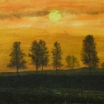 933# R. Perlak, The Fog - Sunset, 2011, oil on canvas, 7 x 11 in (18 x 28 cm)