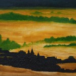 935# R. Perlak, The Fog - Landscape with Church, 2011, oil on canvas, 7 x 11 in (18 x 28 cm)