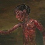 689# R. Perlak, Hungry Child, 2016, oil on canvas stick on panel, 10 x 17 in (25 x 44 cm)